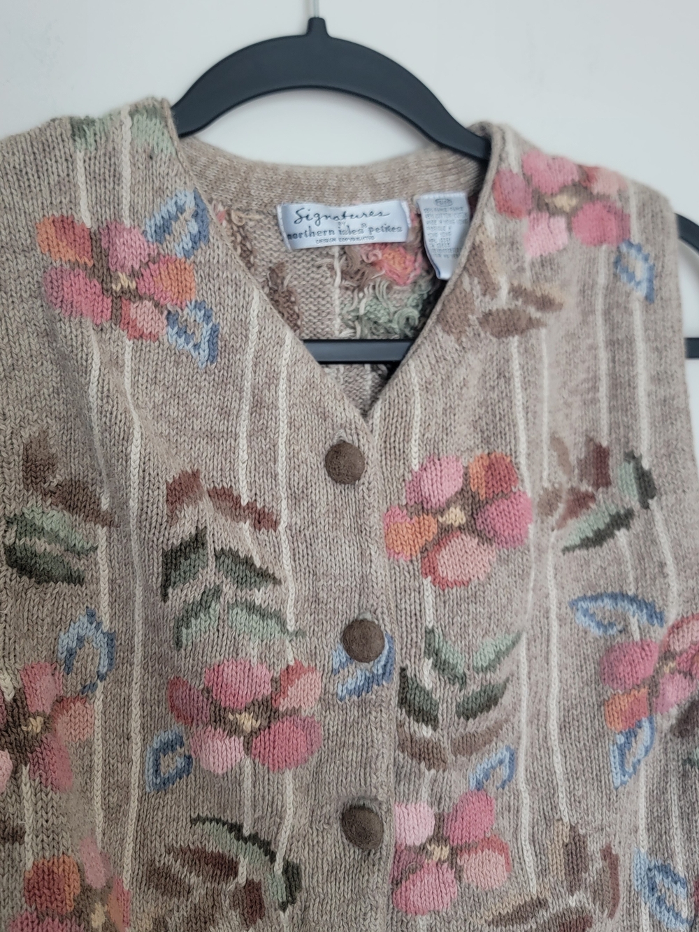 Signatures Northern Isles Floral Knit Button-Front Sweater Vest